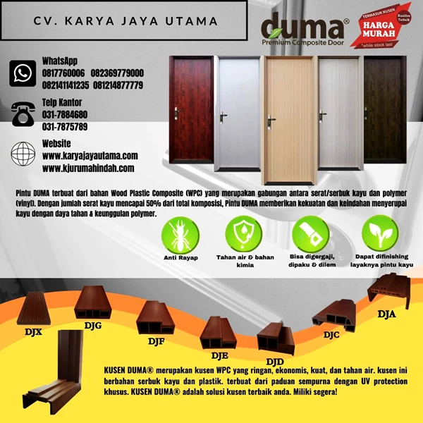 DUMA BRAND WPC DOOR IS ALREADY THE INDONESIAN STANDARD