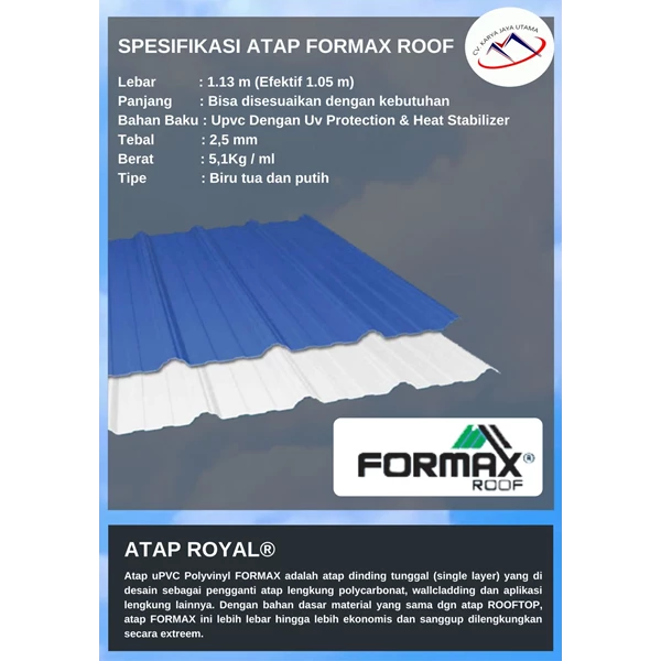 Atap UPVC Formax Roof 1 Layer